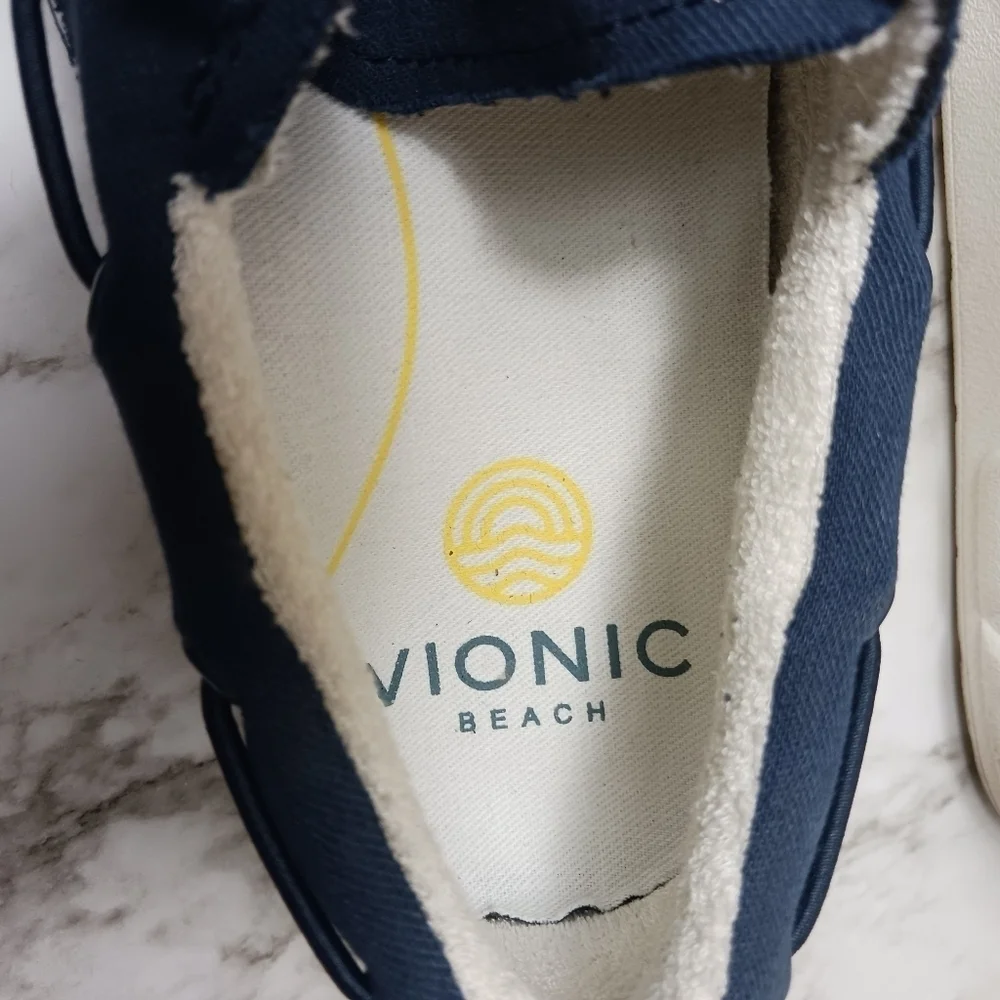VIONIC Beach Mens 8 Navy Blue Skipper Slip-On Casual Comfort Shoes